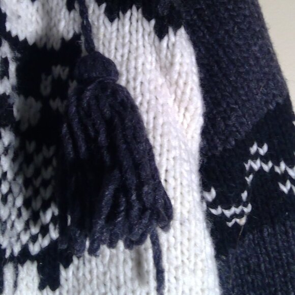 Native Spirt knitted Llama Wool Jacket fleece lined MED Owls - Picture 7 of 14